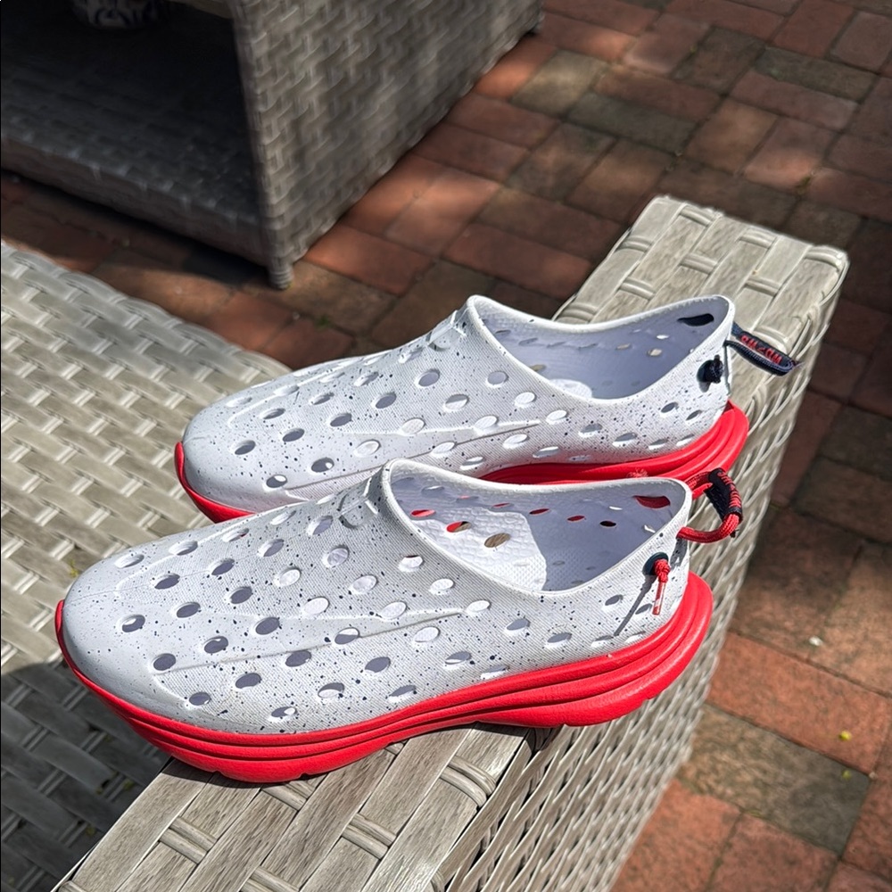 Brand new unworn KANES White and Red Slip-On Shoes